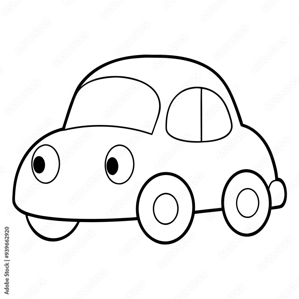 car coloring page, car outline, car illustration, cartoon car, kids