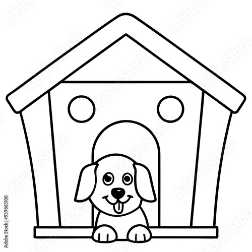 dog house coloring page, dog house outline, dog house illustration, cartoon dog house, kids coloring page, dog house sketch, dog in house, dog and kennel, dog house design, dog house clipart, dog