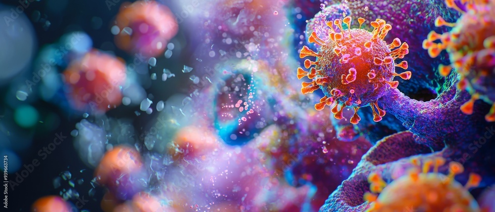 Fototapeta premium Virus Infection in Plasma With Detailed 3D Microscope Illustration