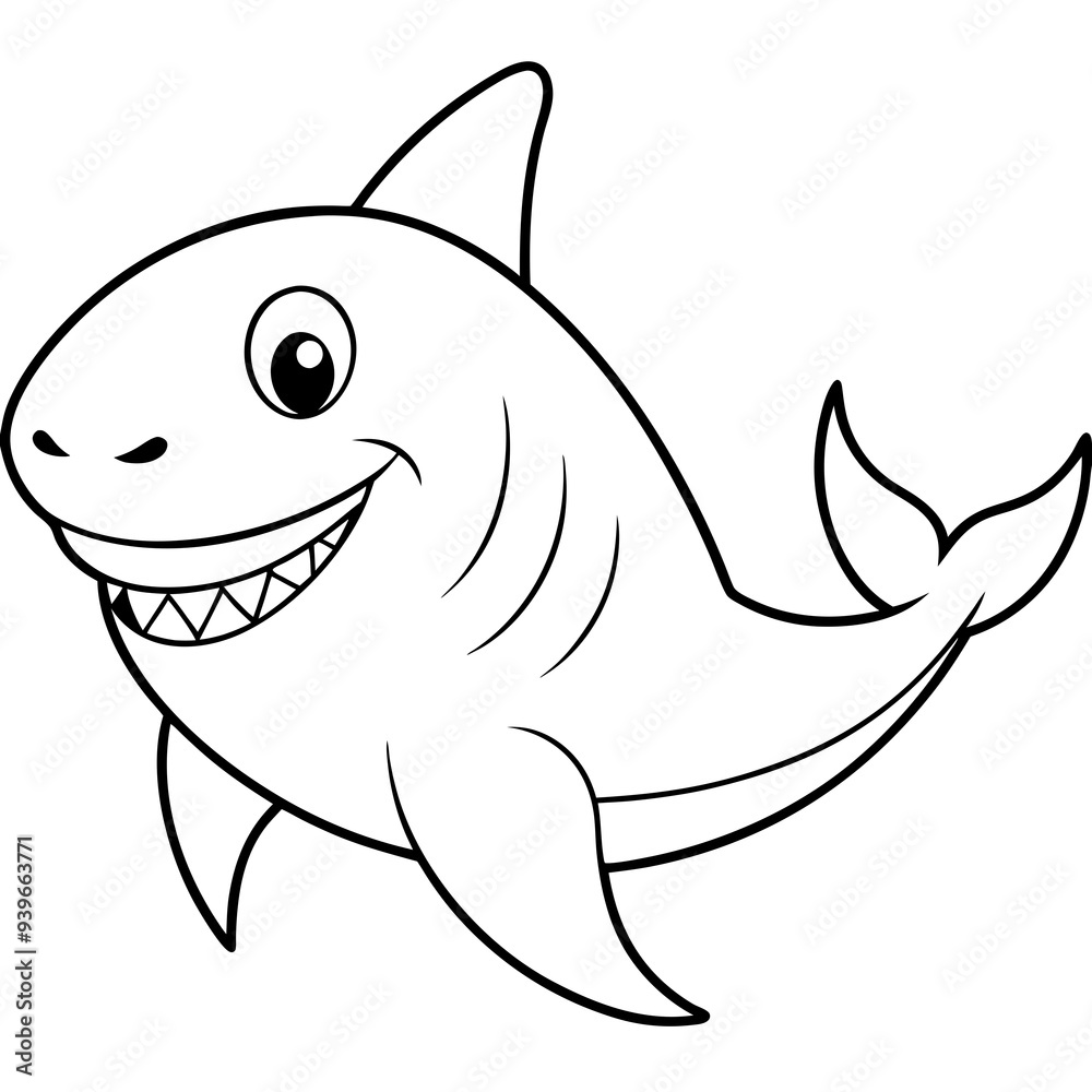 shark coloring page, great white shark, shark outline, shark