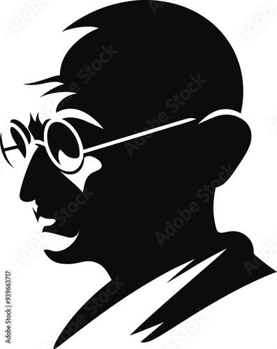 Obraz na plátne Adobe Illustrator Artwork Gandhiji using a silhouette