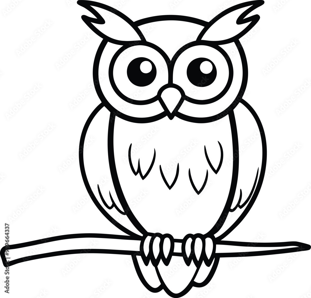 Fototapeta premium Adorable owl line art great for kids coloring books featuring friendly owl characters