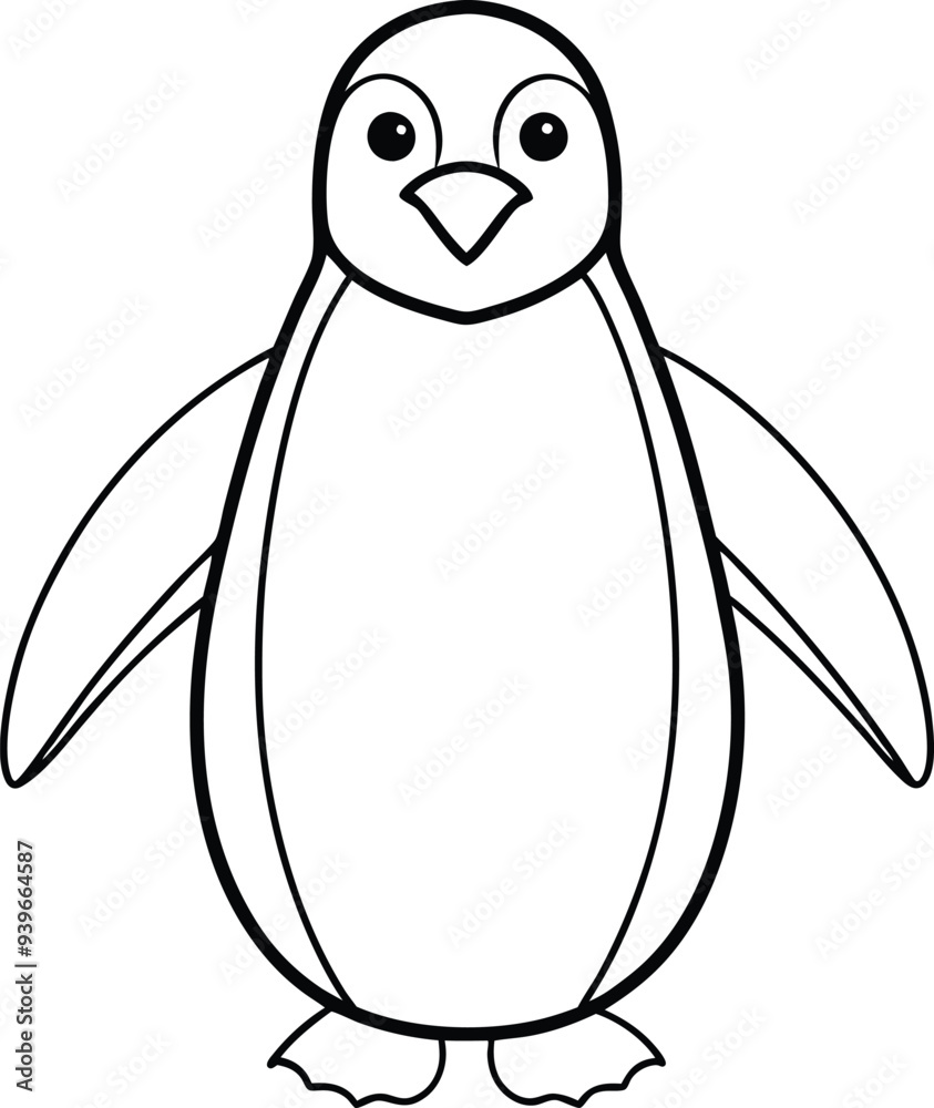 Fototapeta premium Cute penguin illustration with simple lines ideal for kids to unleash their creativity in a coloring book 