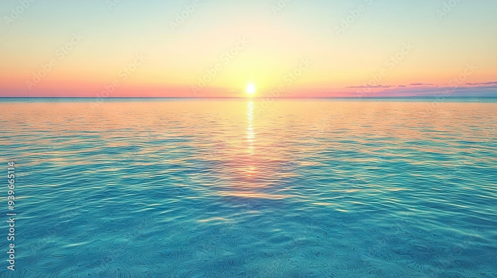 Naklejka premium Water with sunset and boat