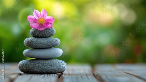Zen Stone Stack with Flower