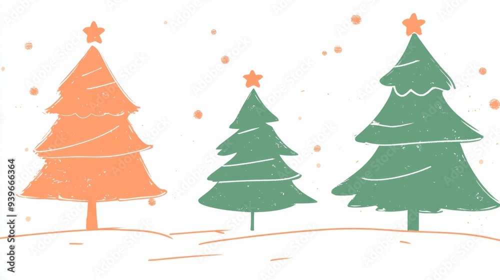 Minimalist illustration of Christmas trees Minimalist illustration of Christmas trees