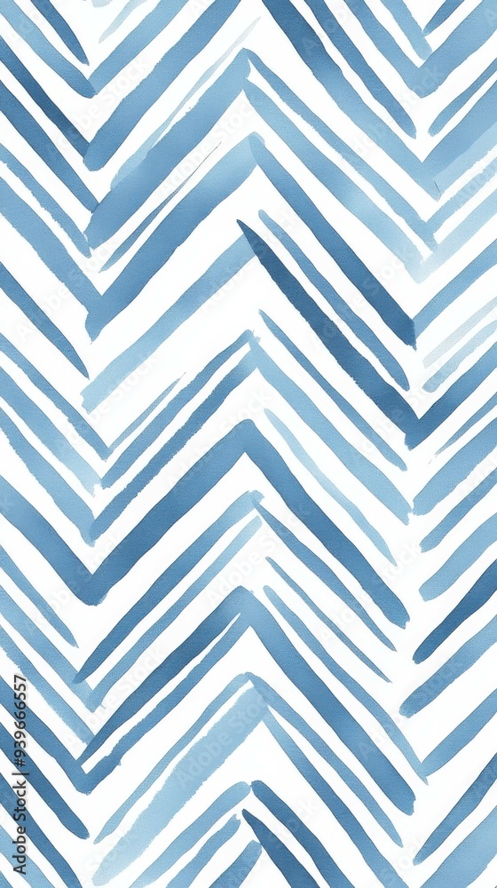 Blue and white watercolored chevron pattern on light background Blue and white watercolored chevron pattern on light background