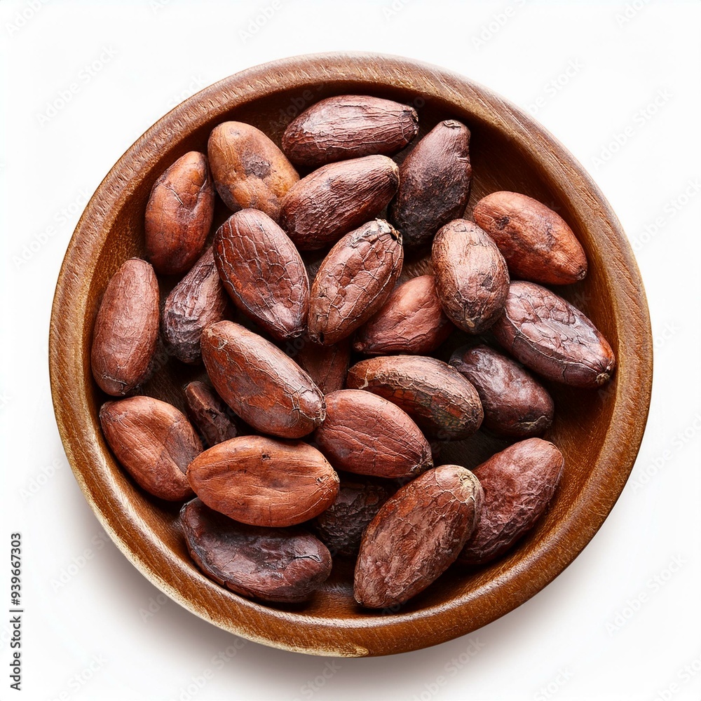 unpeeled cocoa bean isolated on white background unpeeled cocoa bean isolated on white background