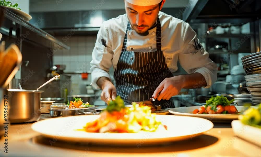 a chef is preparing food in a kitchen a chef is preparing food in a kitchen