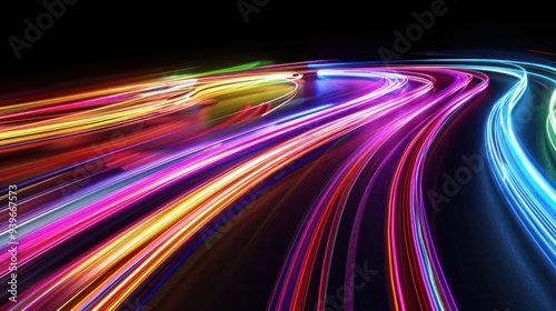 Abstract Light Trails on a Dark Background