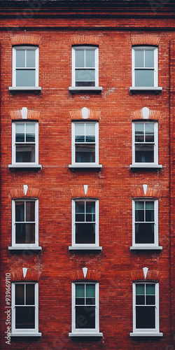 Classic red brick building with white window frames