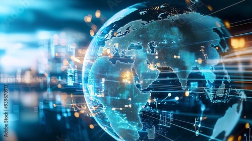 A digital globe with secure network connections  representing the global reach of innovative digital risk protection strategies