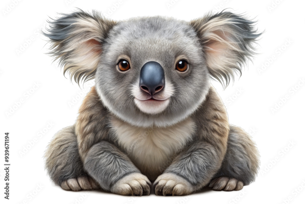 This charming illustration features a cuddly koala bear with big, expressive eyes and a sweet smile. It evokes feelings of warmth, innocence, and the beauty of nature. The realistic details and soft c This charming illustration features a cuddly koala bear with big, expressive eyes and a sweet smile. It evokes feelings of warmth, innocence, and the beauty of nature. The realistic details and soft c