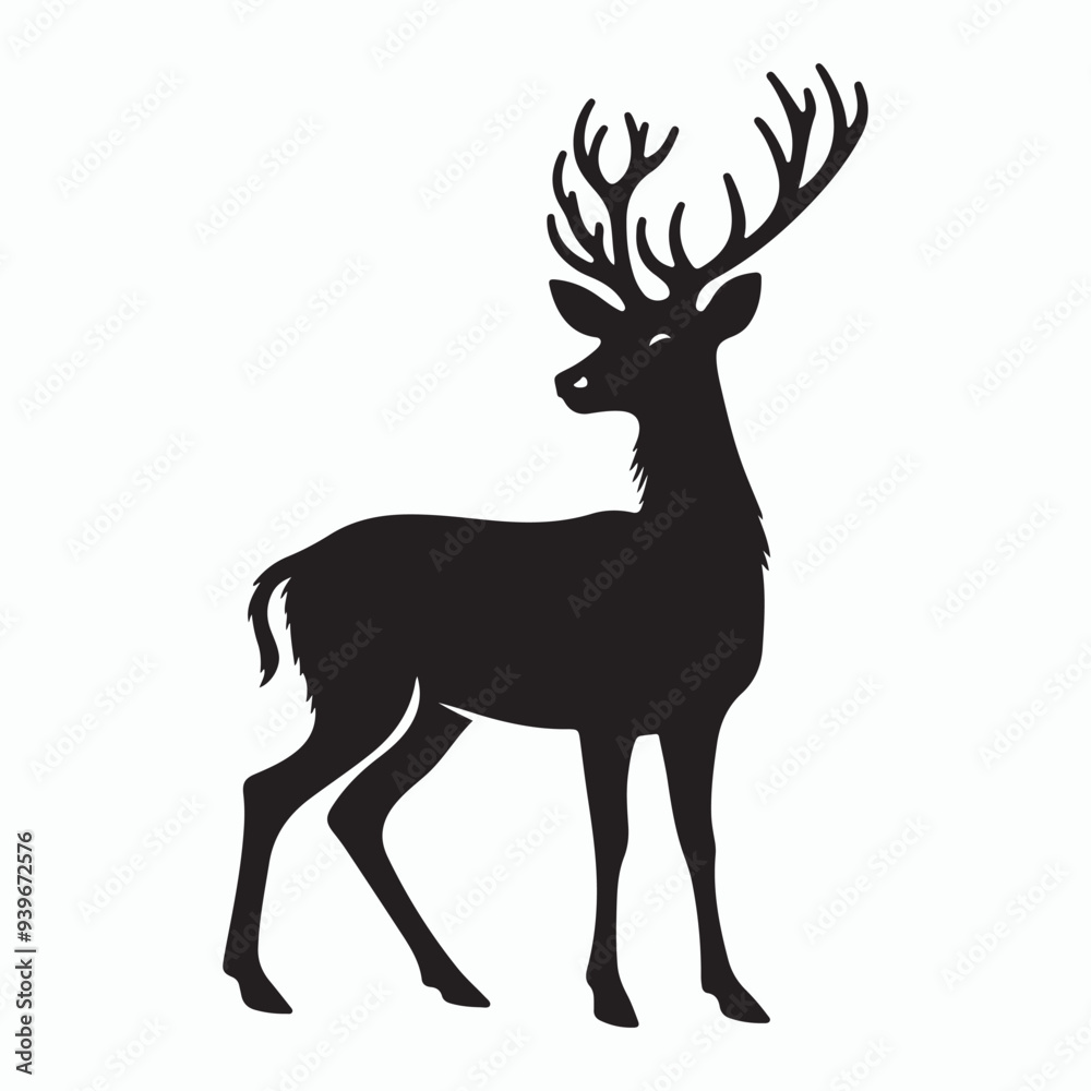 Obraz premium Deer silhouette vector on white background