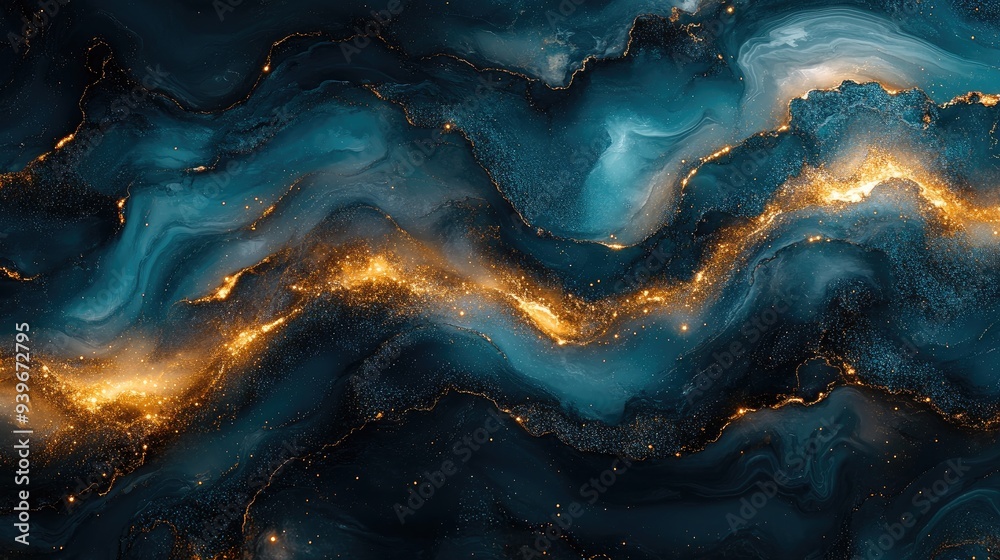 Abstract Blue and Gold Swirls Abstract Blue and Gold Swirls