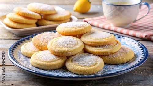 Maisenarz cookies on a rustic table with tea in the background. Generative AI