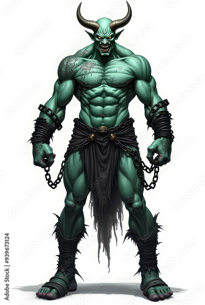 Muscular Demon with Glowing Eyes , dark fantasy aesthetic, high-detail illustration, epic fantasy artwork, character concept art, rich color palette, dark and gritty style. Muscular Demon with Glowing Eyes , dark fantasy aesthetic, high-detail illustration, epic fantasy artwork, character concept art, rich color palette, dark and gritty style.