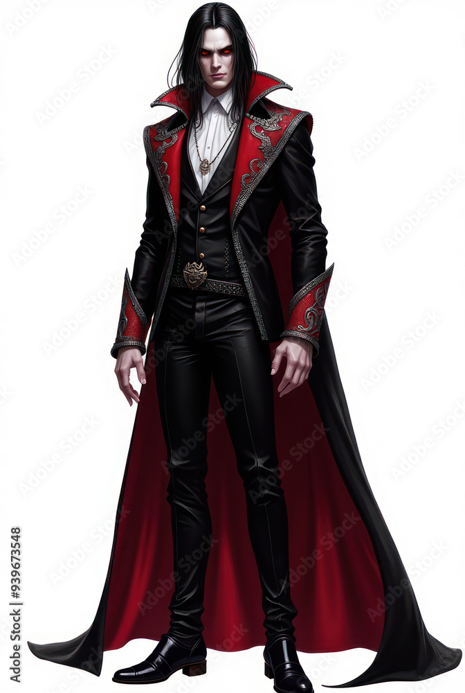 Vampire Lord of Dark Fantasy , dark fantasy aesthetic, high-detail illustration, epic fantasy artwork, character concept art, rich color palette, dark and gritty style.