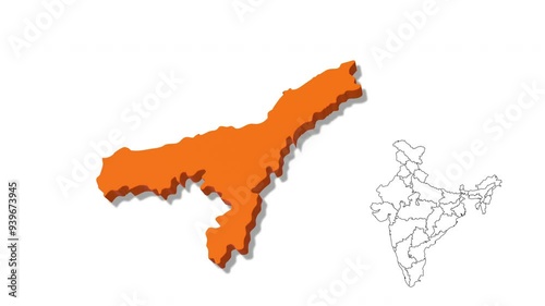India Map Showing Assam State in Detail