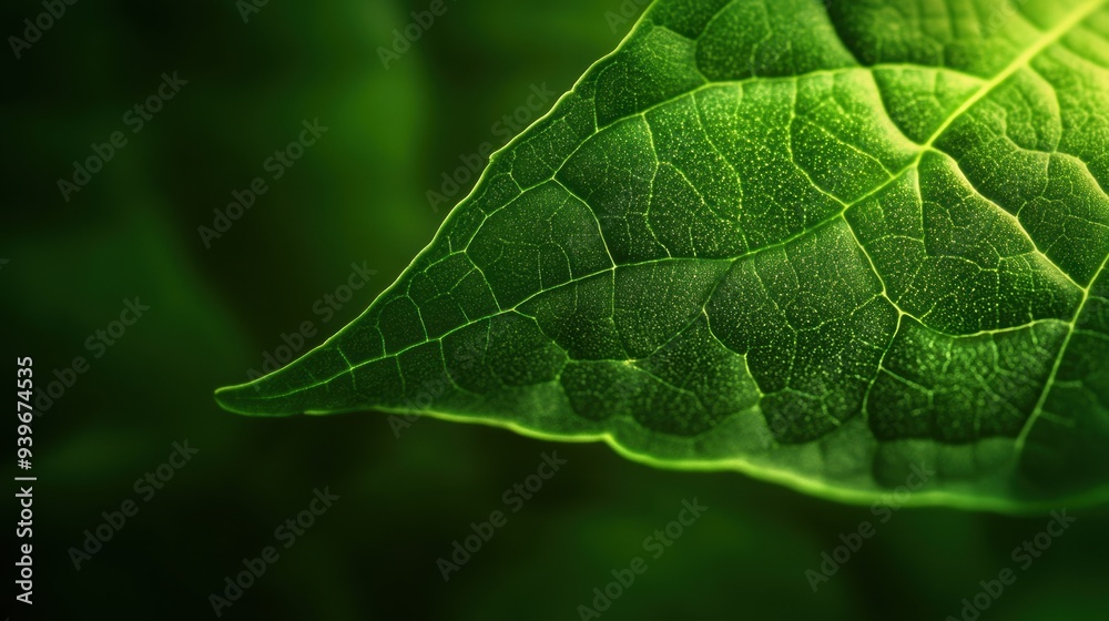 Close-up of a vibrant green leaf with detailed texture, showcasing natural beauty and intricate patterns in a lush nature setting. Close-up of a vibrant green leaf with detailed texture, showcasing natural beauty and intricate patterns in a lush nature setting.