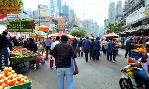 Wallpaper Mural a group of people walking around a market Torontodigital.ca