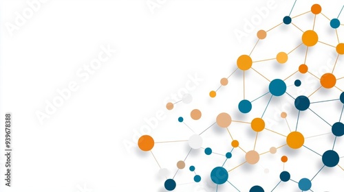 Global network grid, minimalist nodes, symbolic synergy, flat design illustration