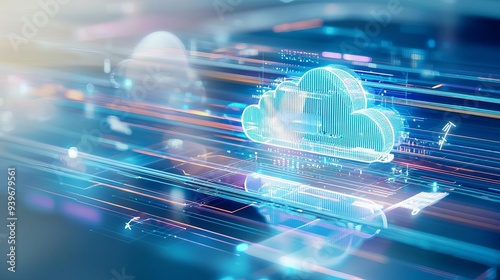 A crosssectional view of a cloud data center with multiple layers of security protocols in place, symbolizing comprehensive digital risk protection in cloud environments