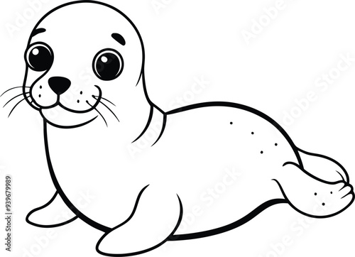 Cute seal drawing for children's coloring books features smooth lines and a joyful design encouraging creativity and fun

