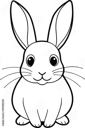Cute rabbit illustrations in line art perfect for children's coloring books easy and engaging

