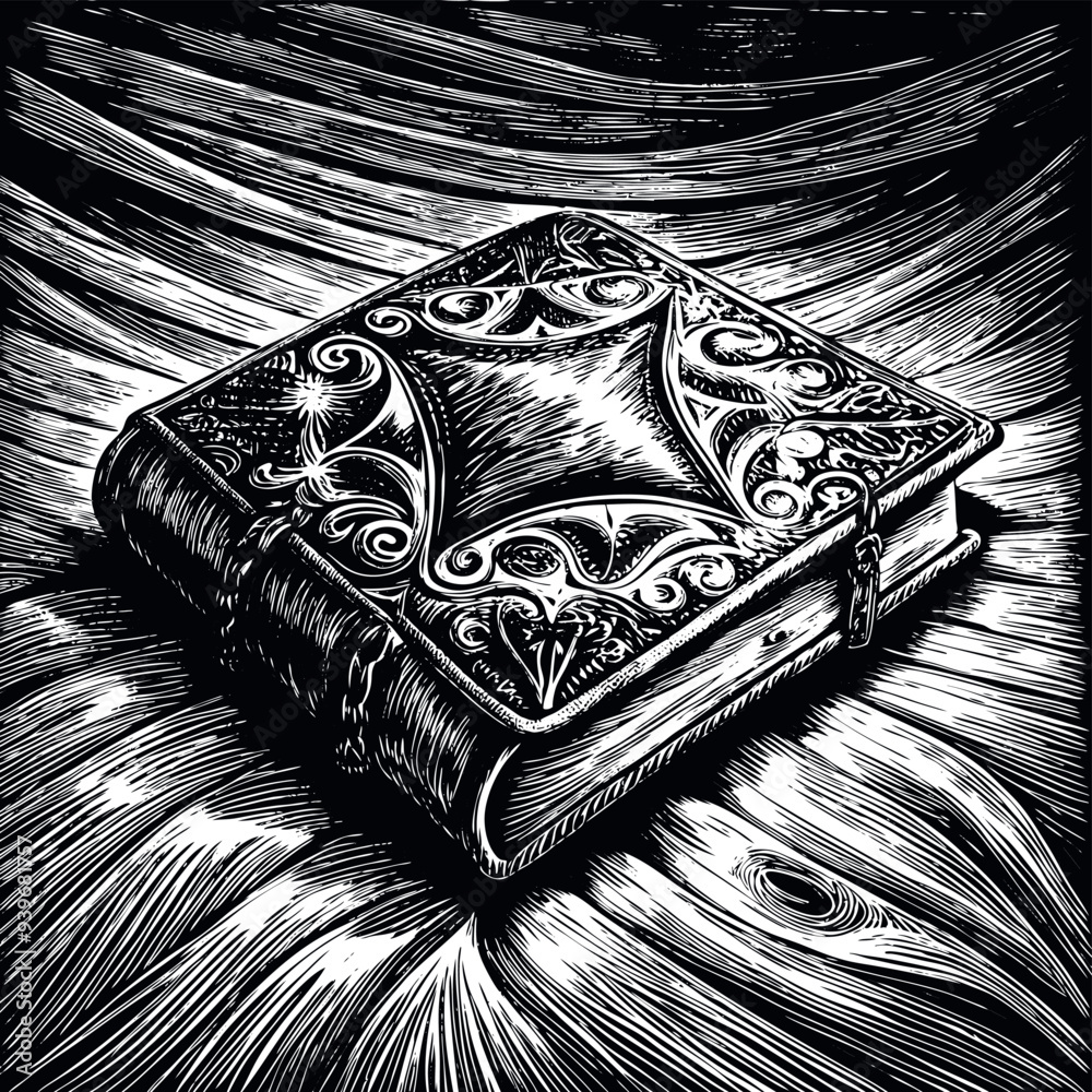 Ancient book engraved vector