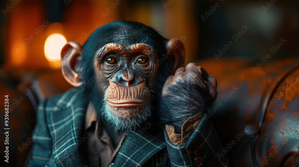 Business-savvy Monkey Giving Thumbs Up in Photobashed Portrait Business-savvy Monkey Giving Thumbs Up in Photobashed Portrait