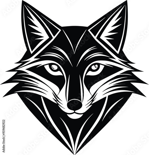 Stunning graphic illustration of a fox head showcasing vivid colors and intricate details in a sleek design
 photo