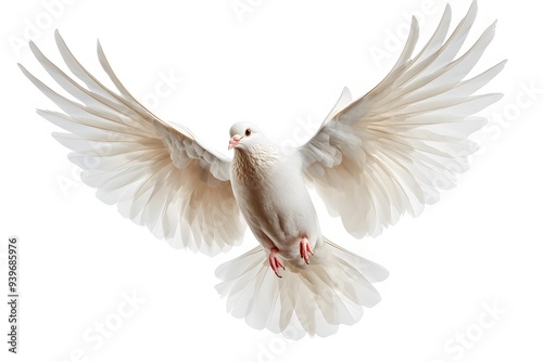 White Pigeon Flying on White Background, Photo Realistic, Texture, Pattern, Wallpaper, Cover and Screen of Smartphone, Cell Phone, Computer, Laptop, 9:16 and 16:9 Format