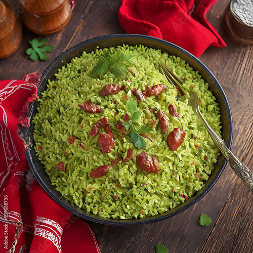 Rice dish on gourmet display photo