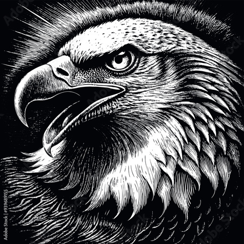 A bald eagle engraved vector