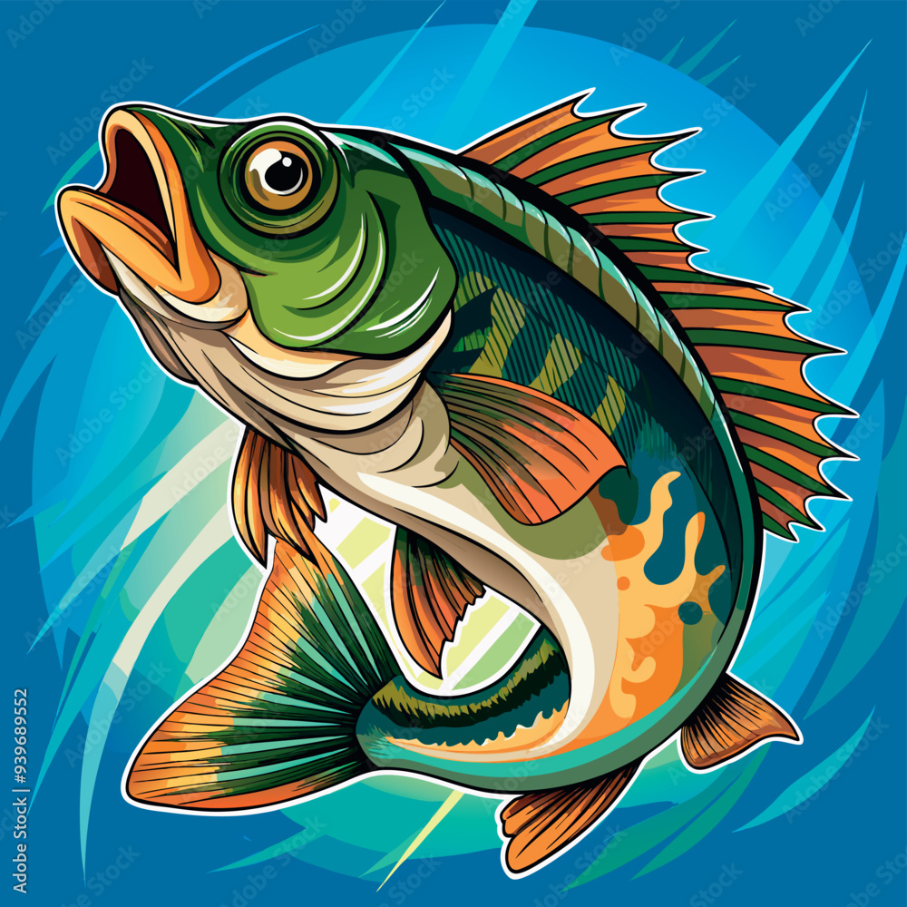 Big mouth bass color vector