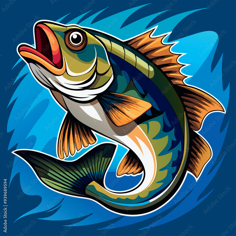 Big mouth bass color vector