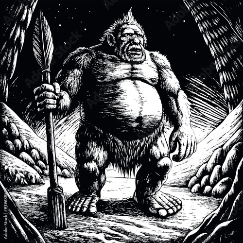 Obraz na płótnie Big foot engraved vector w salonie