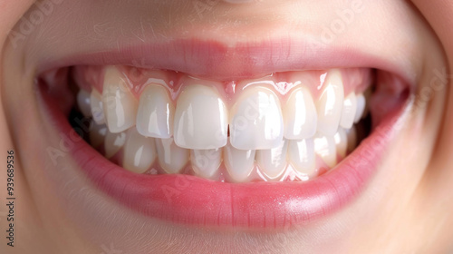 Dental care hygiene, white tooth child smiling, smile dentistry, ultra-realistic stock photo.