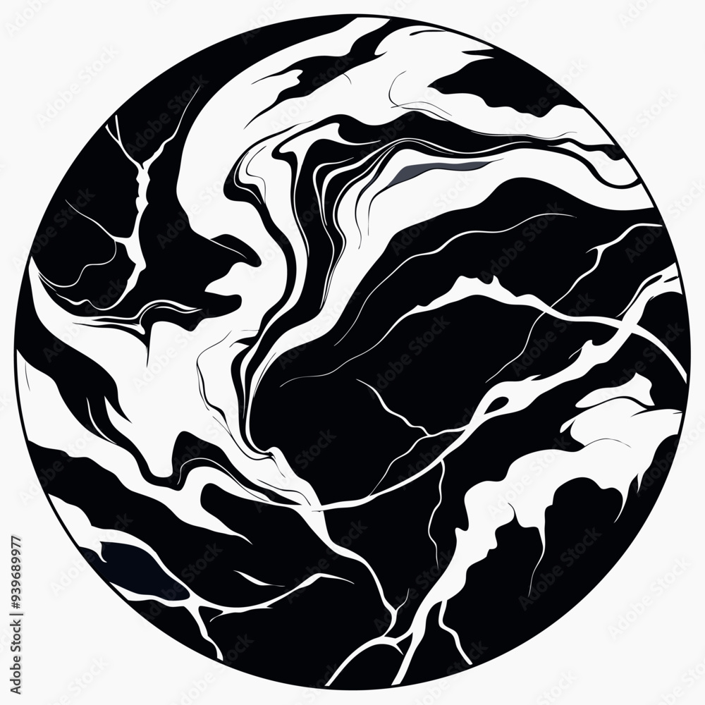 Black white marble texture vector