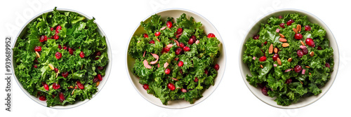Set of kale and cranberry salad isolated on a transparent background