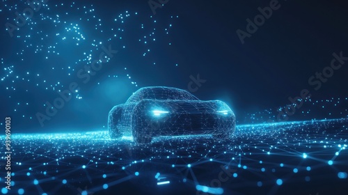 Futuristic Car in a Digital World