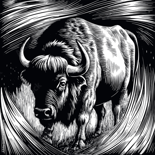 Obraz na płótnie Buffalo engraved vector w salonie