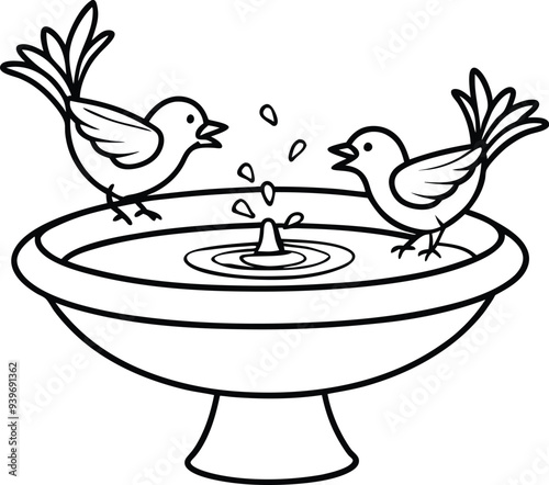 Wallpaper Mural Charming pair of sparrows in simple line art for kids' coloring fun
 Torontodigital.ca