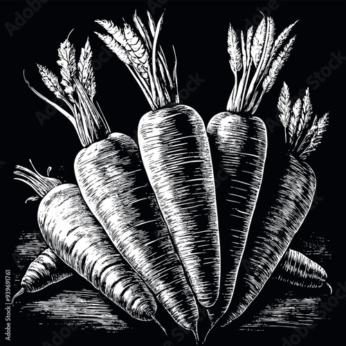 Carrots engraved vector