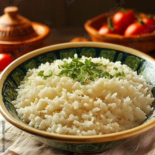 Rice dish on gourmet display photo