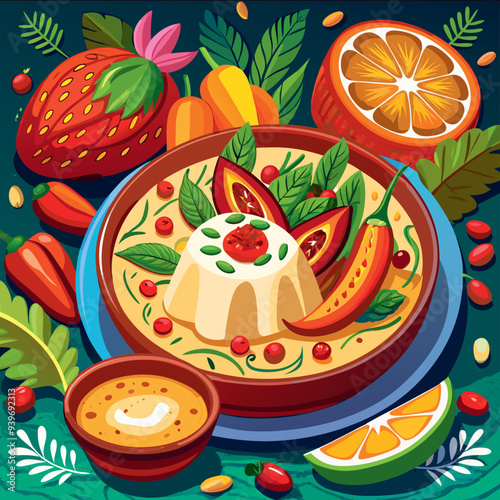 chiles en nogada mexican food vector