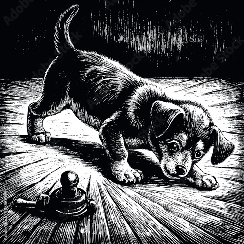 Obraz na płótnie Pupy play with a toy vector w salonie