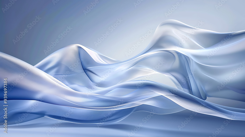 Obraz premium Abstract Flowing Blue Fabric Waves