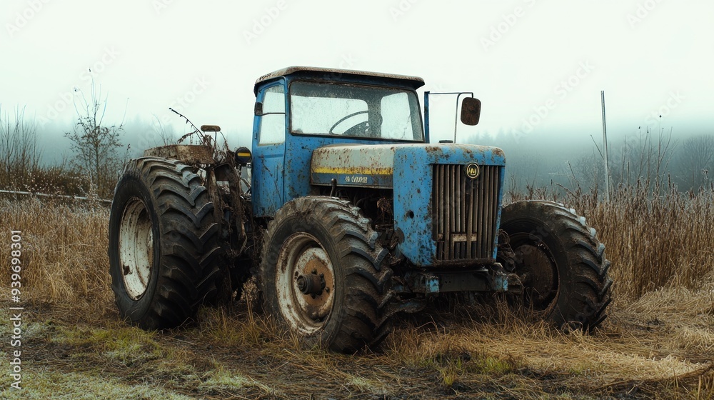 An old abandoned farm tractor machine. An old abandoned farm tractor machine.